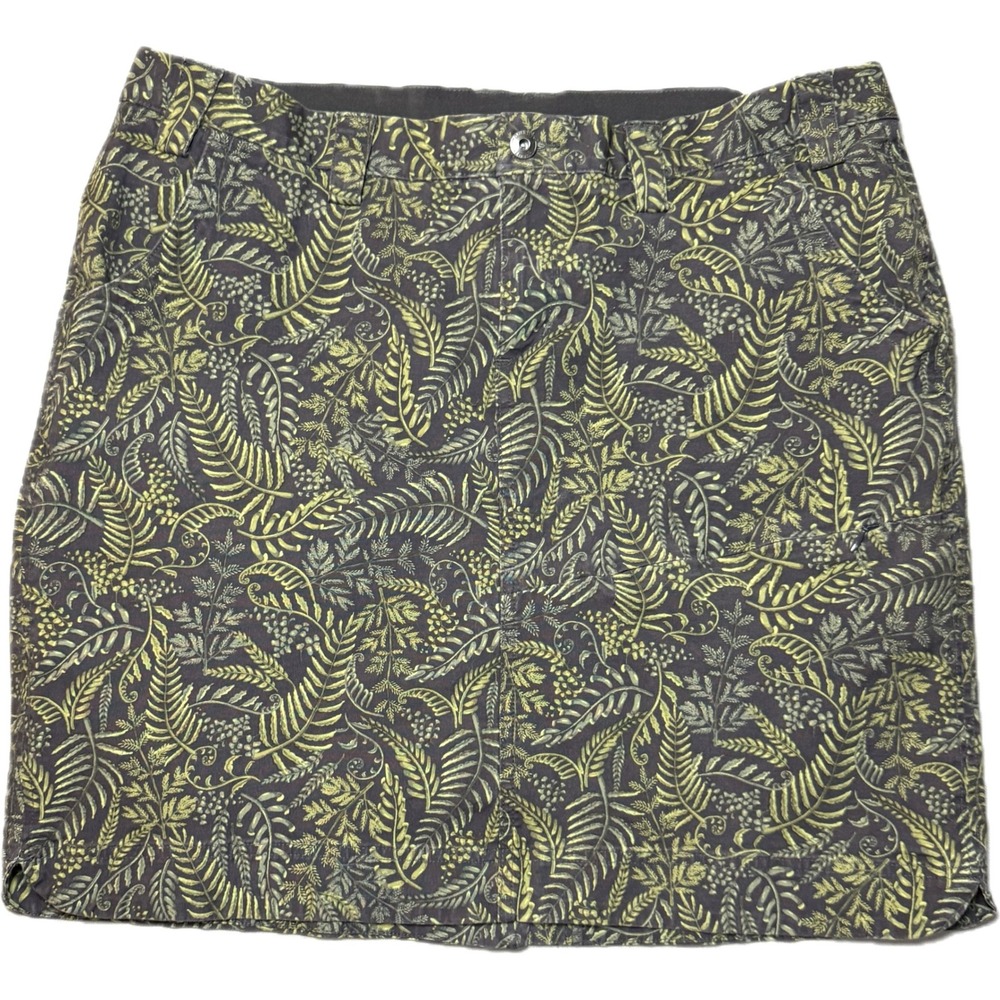 Duluth Trading Co Skort Women 18 Green Fern Botanical Pockets Stretch Gorpcore